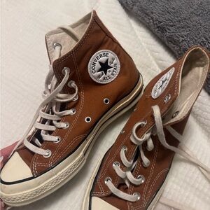 Converse High-Top Sneakers in Rust and Cream
